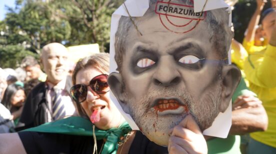 Protesters demonstrate on Avenida Paulista against Lula