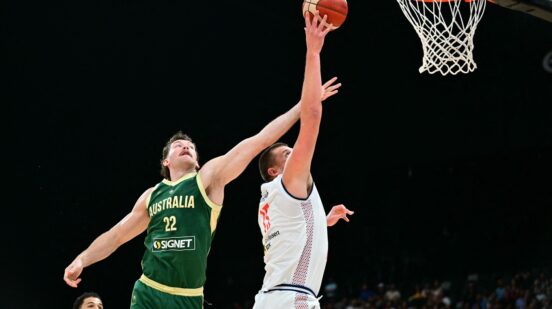 Serbia's center #15 Nikola Jokic during the Basketball Showcase friendly match between Serbia and Australia