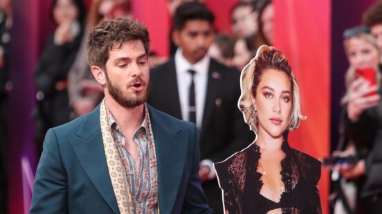 Andrew Garfield, alongside a Florence Pugh cardboard cutout